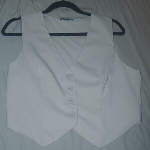 Women's White Sleeveless Vest
